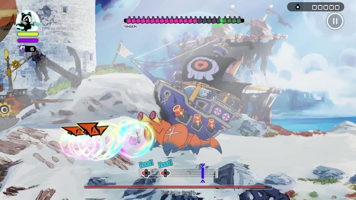 狂热模式启动特效，背景音乐可视化波纹扩散，角色动作进入高速状态