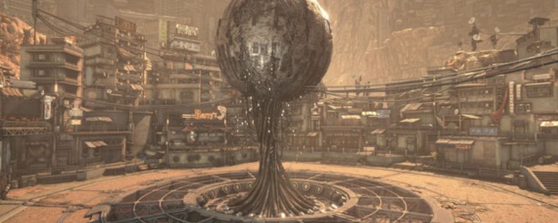 《剑星》主角伊芙身穿白色星球空降服，站在未来都市废墟中，背景充满科幻光影