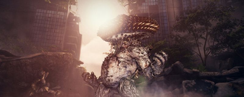 《剑星》游戏主视觉图，女主角伊芙手持武器站立于废墟城市中，背景充满末世科幻氛围