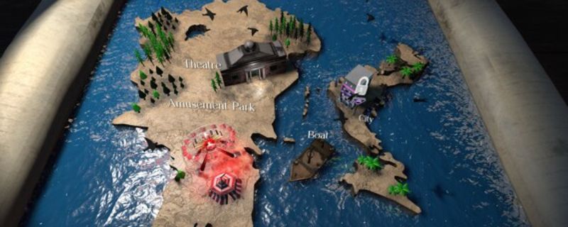 《回转》游戏主视觉图，展示未来风格战场与角色战斗场景