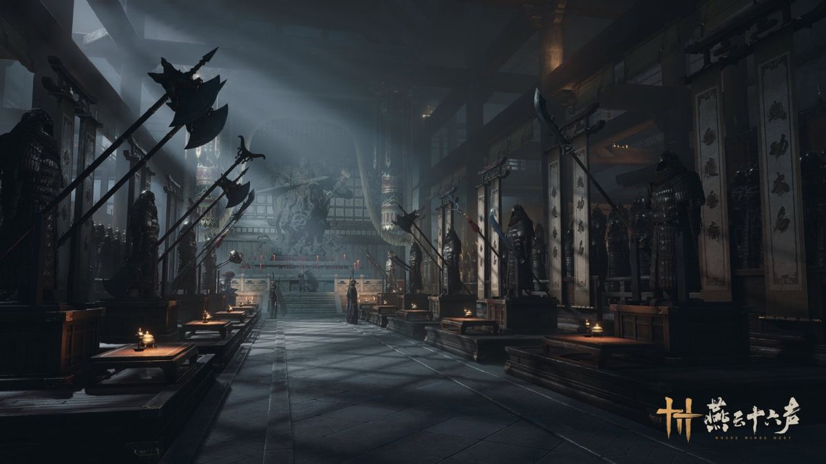 角色在竹林中施展轻功的实机画面，动作流畅光影自然