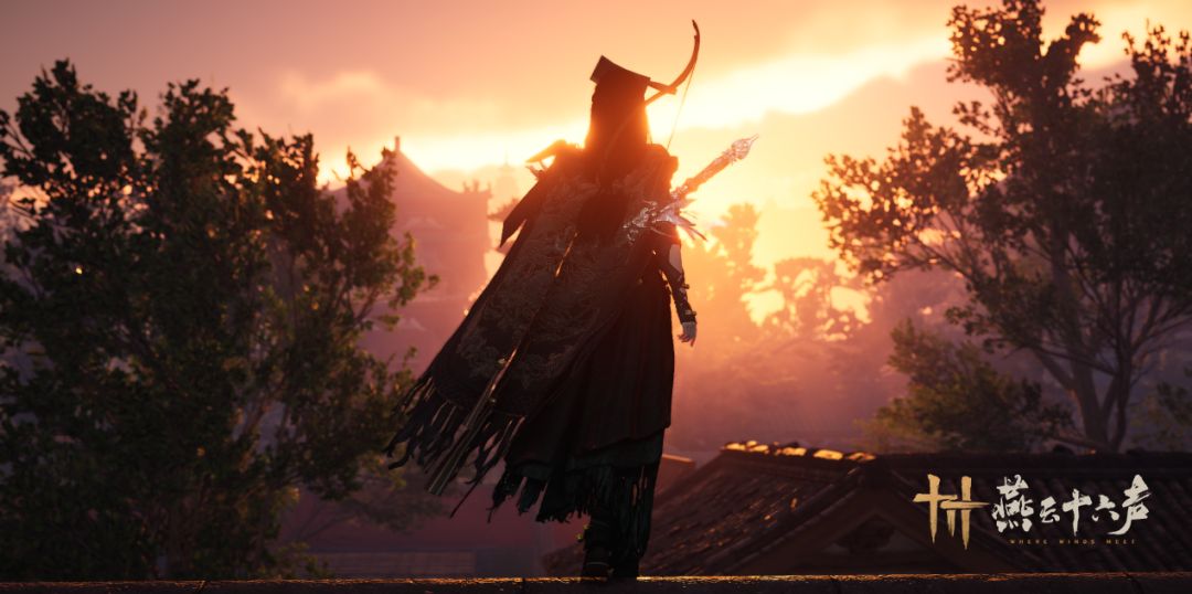 夜晚城镇中的灯笼光影与人物剪影，氛围感十足