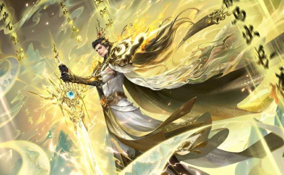 李世民五星将星‘江山不夜’全身展示，金光熠熠，背景为宫殿与烽火台