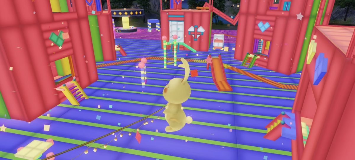 ‘心动贩卖机’影棚全景，粉色摩天轮与胡萝卜滑梯构成童话风格乐园