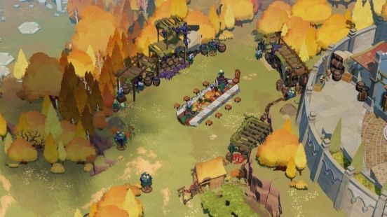 角色在森林中穿行的场景，光影交错，充满童话氛围