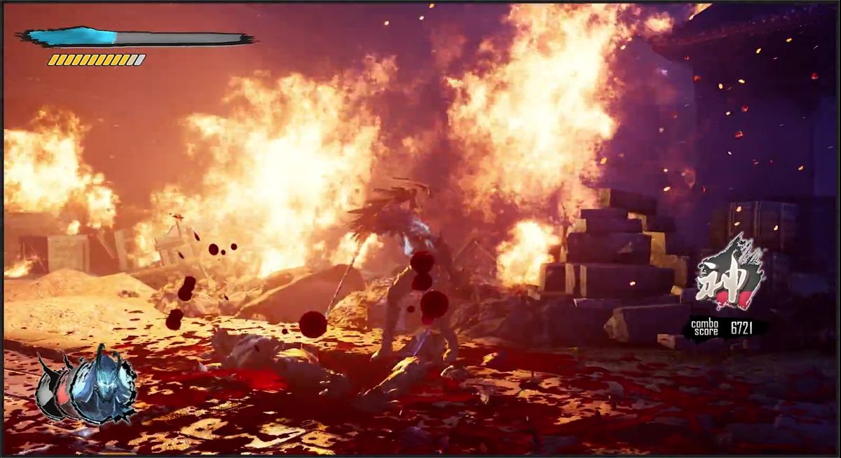 主角与帝江在废墟中对峙的剧情画面，气氛紧张，光影对比强烈