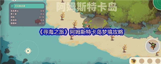 阿姆斯特卡岛梦境全资源分布与推荐行进路线示意图，地图上用箭头标注了从起点到终点的完整路径