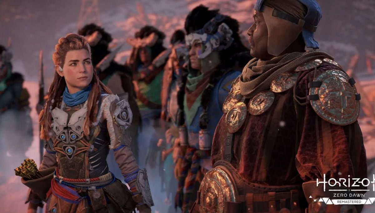 游骑兵工作室总部外景与《地平线》LOGO并列展示的宣传图，象征团队与IP的深度绑定