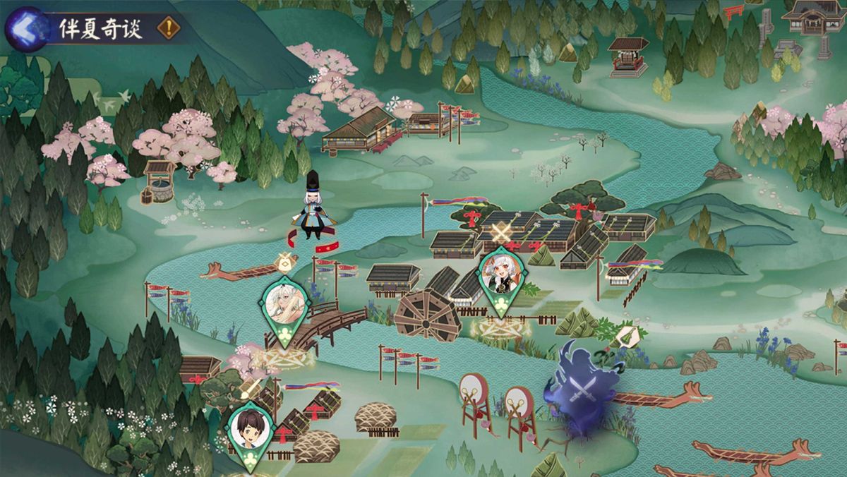 游戏界面展示「伴夏奇谈」任务列表，包含答题、战斗与捐赠三种类型