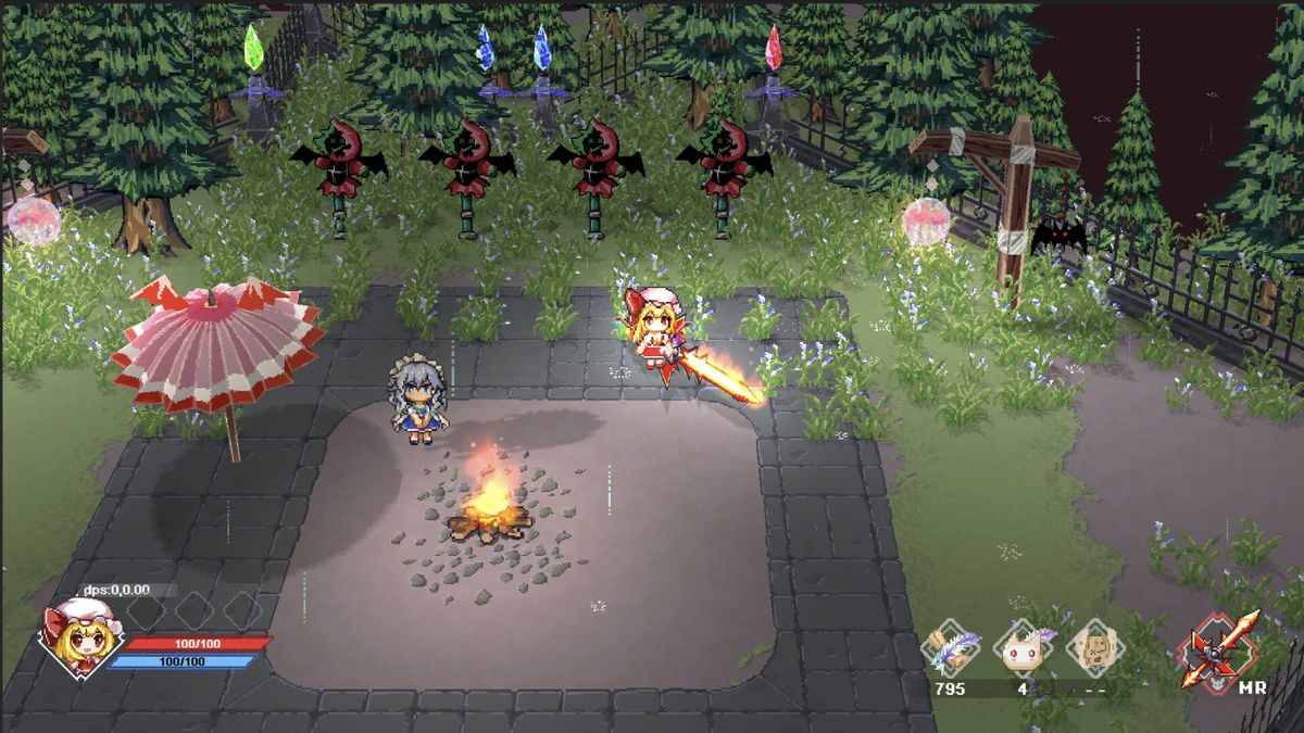 游戏主菜单界面，背景为月夜下的幻想乡，UI设计融合东方传统元素