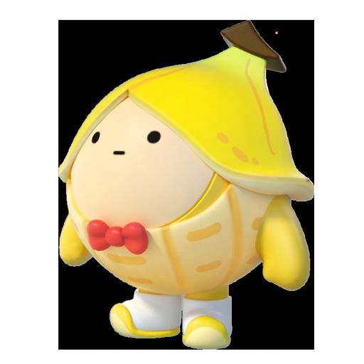 ‘蕉朋友’多角度展示图，展现其从不同视角的造型细节，包括后背的香蕉茎和可爱的面部表情