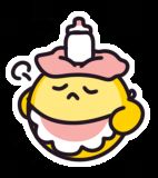 ‘谁不是宝宝’表情特写，突出奶瓶、围兜和叉腰动作，整体风格童趣十足