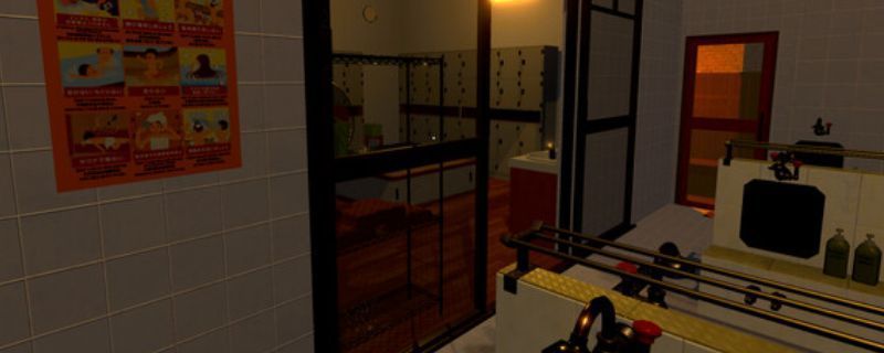 《无言老婆》游戏主视觉图，一位身穿传统和服的老妇背影伫立在昏暗日式庭院中，周围弥漫着浓雾，氛围阴森恐怖