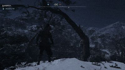 动态图展示角色连续抓钩摇荡后跳入草堆的全过程，动作流畅且带有信仰之跃特效