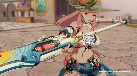 艾拉使用冲浪板技能的战斗画面，技能特效呈现彩色涂鸦风格的海浪翻涌