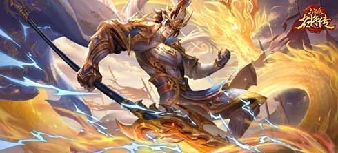 神·赵云角色立绘，身穿银甲龙纹战袍，手持长枪傲立战场，气势凛然