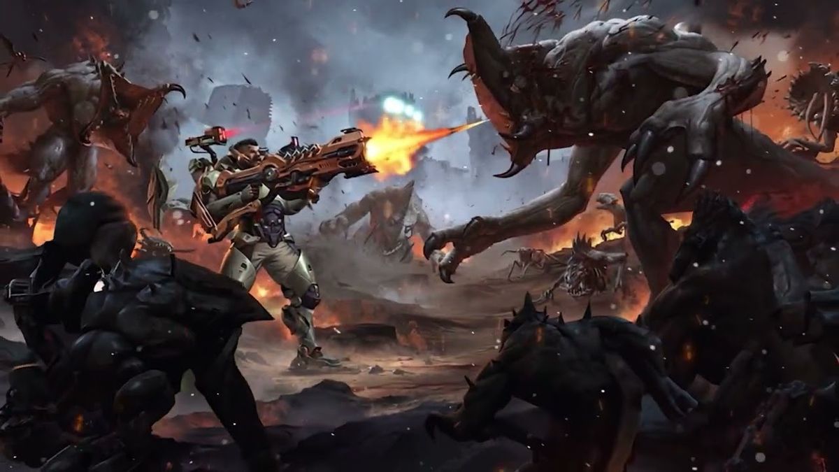 宣传图展示游戏特色：多武器切换、技能组合、排行榜竞争与手柄支持