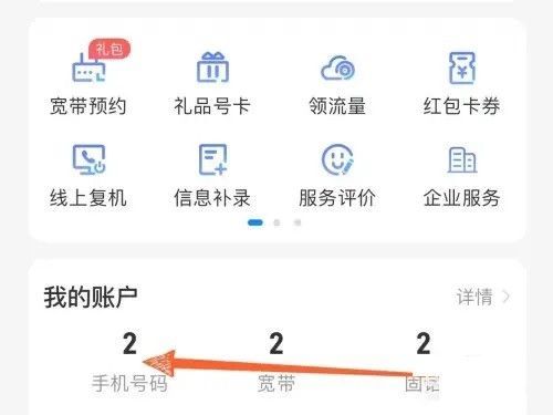 【我的账户】页面中【手机号码】条目被选中，准备跳转至号码详情页