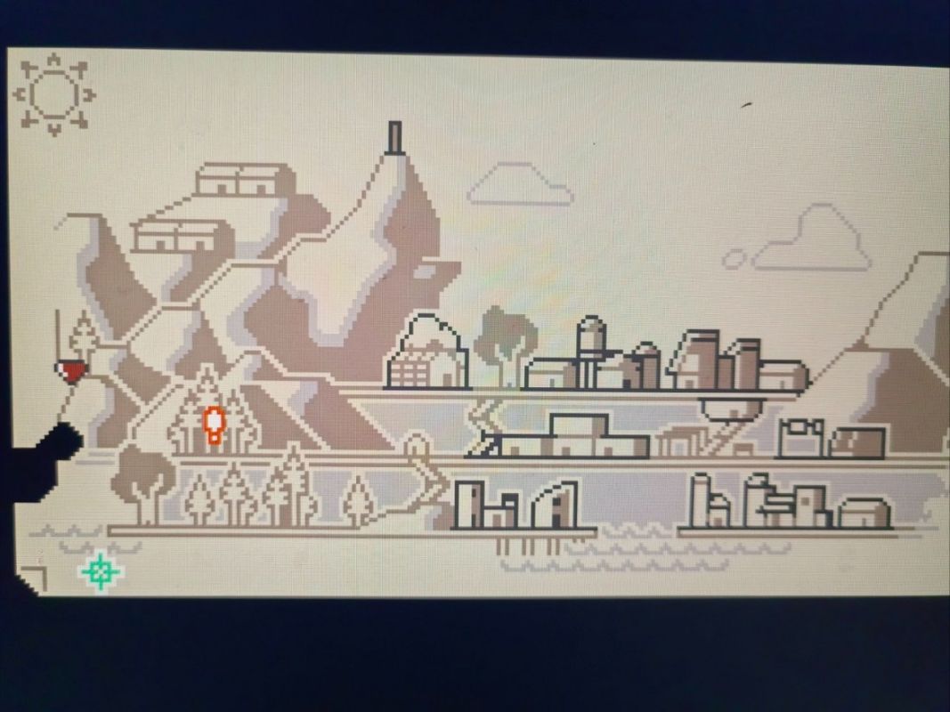 玩家角色站在树顶平台，面前开启一个木质宝箱，箱内发光物品为一台迷你游戏机