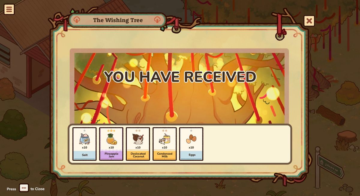 特写镜头展示游戏中的甜点制作界面，屏幕上显示班兰椰奶糕的烹饪步骤，材料栏包含新鲜椰浆、班兰叶等