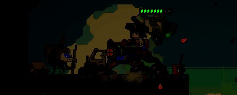 多洛可小镇垃圾山区域全景，可见星熊机器怪与绿色软泥怪出没的地形