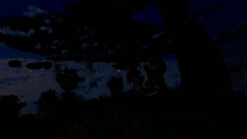 《Aloft》游戏画面：阳光洒在漂浮岛屿上，绿植繁茂，远处飞艇缓缓航行