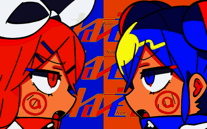 Pinocchio-P联动宣传图，镜音铃在霓虹都市中演唱《ねぇねぇねぇ》，画面充满动感粒子特效