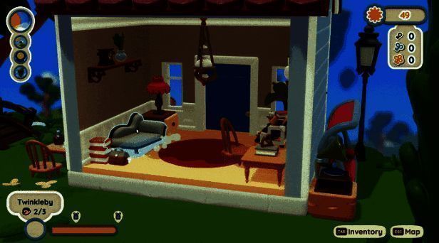 莫里根的古董店内景，货架上陈列着发光的稀有装饰品