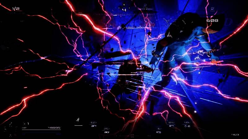 角色施展技能瞬间，能量爆发，周围玻璃碎裂