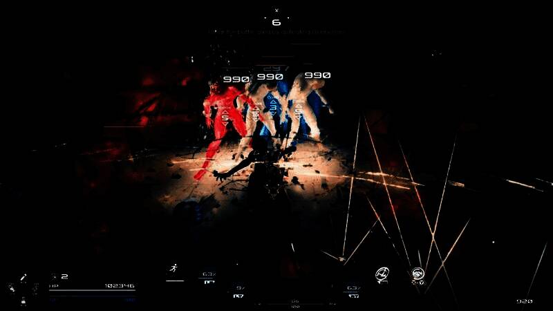 角色在镜面走廊中对峙多名敌人，氛围压抑