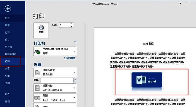 Word打印预览界面，文档中插入的图片已完整显示在页面上