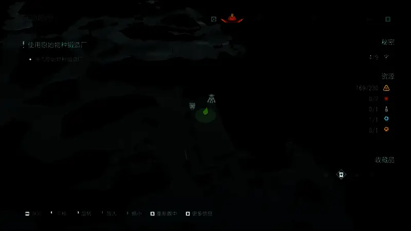 密室内景，中央祭坛上摆放着诡谲恶魔玩具，造型扭曲诡异，散发幽紫色光芒