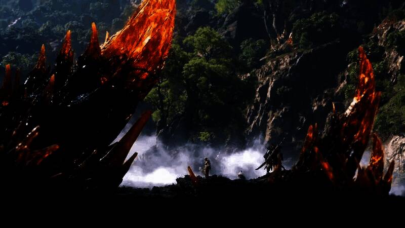 玩家操控角色使用大剑对战大型甲壳类怪物，技能特效华丽，战斗场面激烈