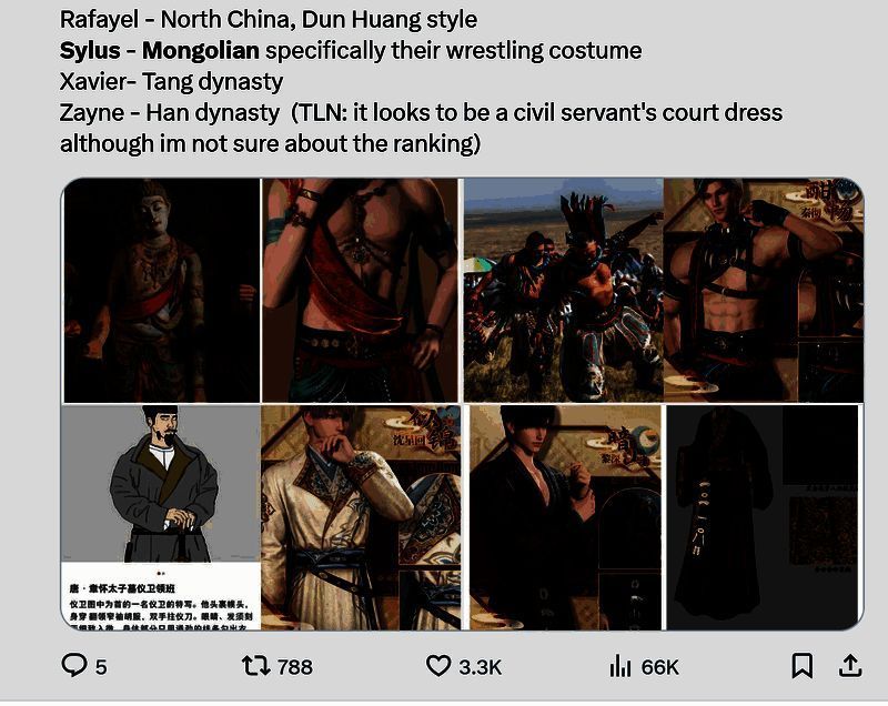 海外玩家在社交平台分享《恋与深空》国风角色截图，并附上中文名字解析