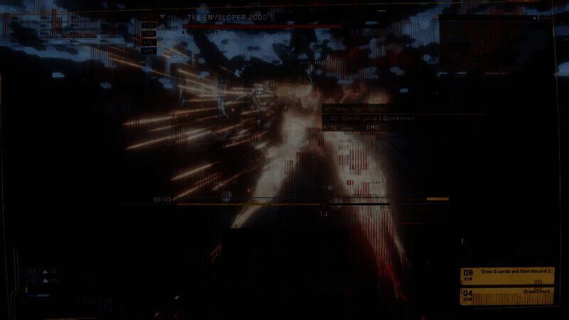 卡牌升级界面，三张基础程序卡牌被拆解，合成一张金色稀有卡牌，特效炫目