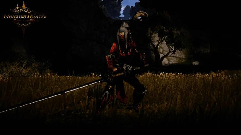 角色使用猎虫采集素材，动作细节丰富