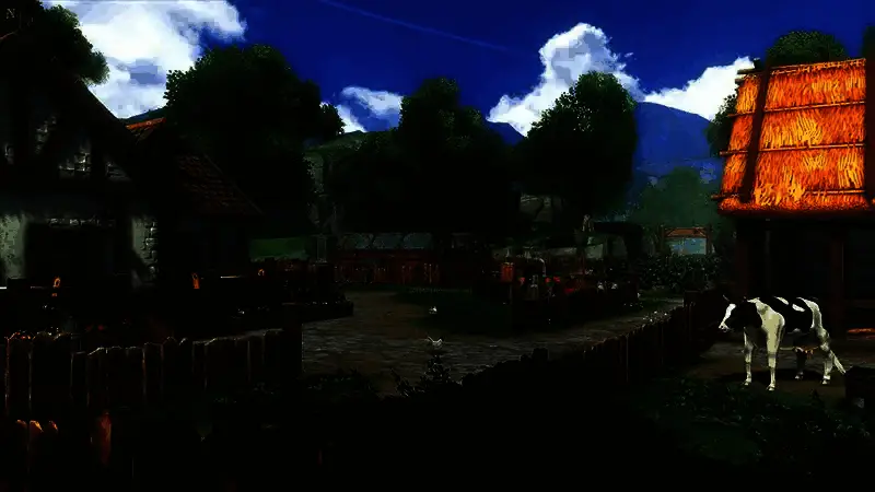 帕赛尔农场阳光下的温室大棚，工作人员正在采摘果实，画面充满生机与希望