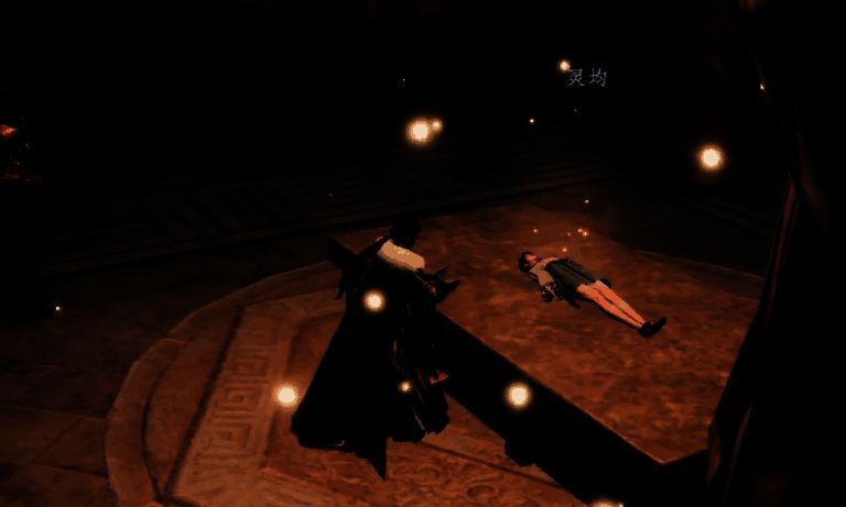 玩家在不夜京与黑影怪物激烈交战，地面布满符文阵法，血色雾气弥漫