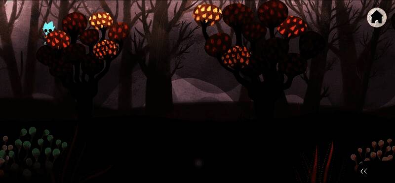 花树界面上分布多个发光花球，玩家正在按特定顺序点击激活