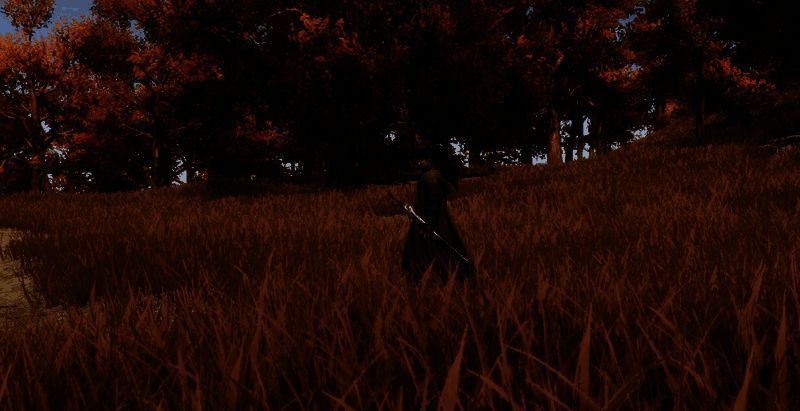 NPC段鸿鸣站在山门前持剑而立，背景为长旌军营地，气氛肃杀