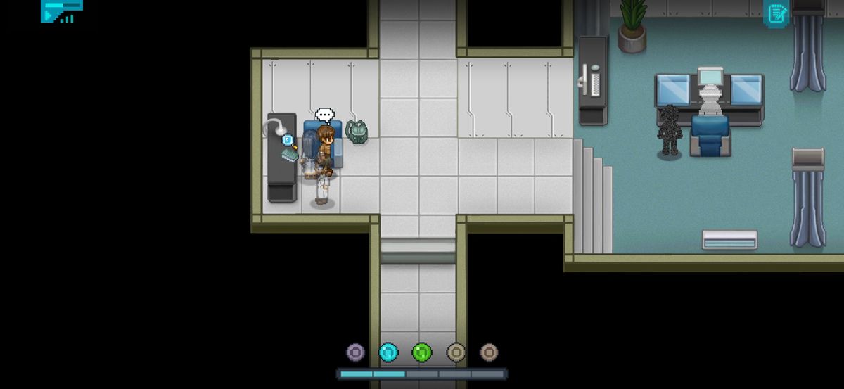 控制中心一楼，桌上书籍散发微光