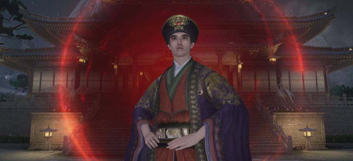 段智兴双掌合十，面前浮现两道虚影，一黑一白对立而立，象征真我与逝我的对决