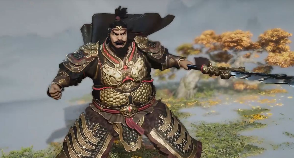 张飞技能界面展示，包含‘不动如山’‘据水断桥’等技能图标与说明