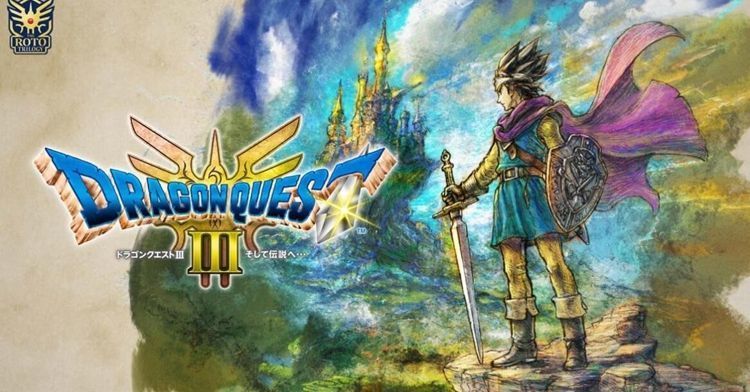 《勇者斗恶龙3：HD-2D重制版》游戏封面展示，主角手持剑盾，背景为经典城堡与星空，整体风格融合像素与现代光影