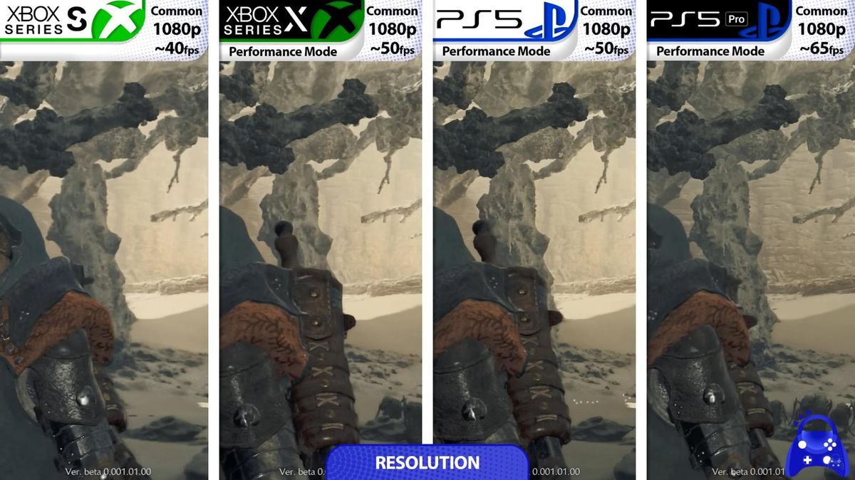 性能模式下画面细节对比，突出纹理与光影质量下降