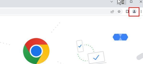 谷歌浏览器右上角头像点击位置示意图