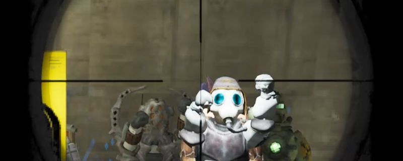 《非生物因素》游戏中玩家使用狙击枪进行瞄准的画面，视野中出现明显抖动效果，体现射击稳定性问题