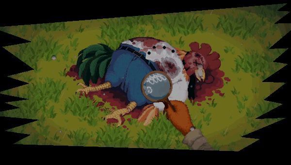 宣传GIF动图，展示侦探考克斯翻箱倒柜寻找线索，箱子打开后飞出一只鸡蛋