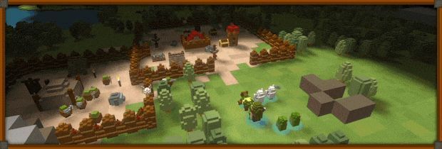 城镇全景动态图，白天阳光洒落，居民忙碌；夜晚灯火通明，全城进入战备状态