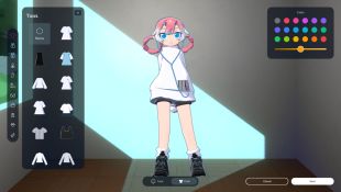 玩家定制的虚拟角色坐在书桌前专注写字，周围漂浮着书本和便签